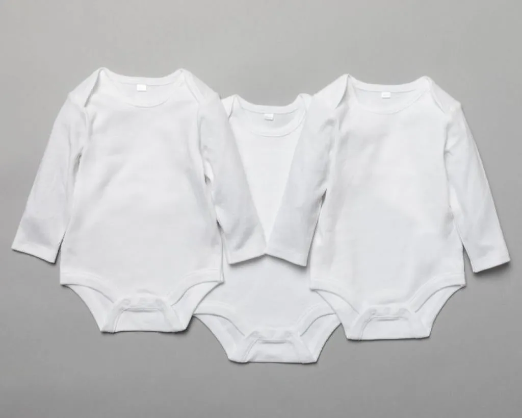 3 Pack Long Sleeve Bodysuits Plain White (0-12 Months)-T20805