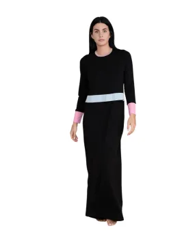 709 Color Block Black Cotton Nursing Nightgown