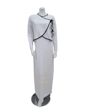 AC-079 White with Black Wrap Modal Nursing Nightgown