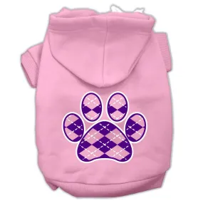 Argyle Paw Purple Screen Print Pet Hoodies Light Pink Size Xs (8)