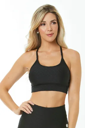 BLACK GLOW TEXTURED SPORTS BRA