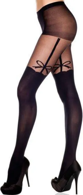 Black Opaque Sheer Pantyhose -One Size