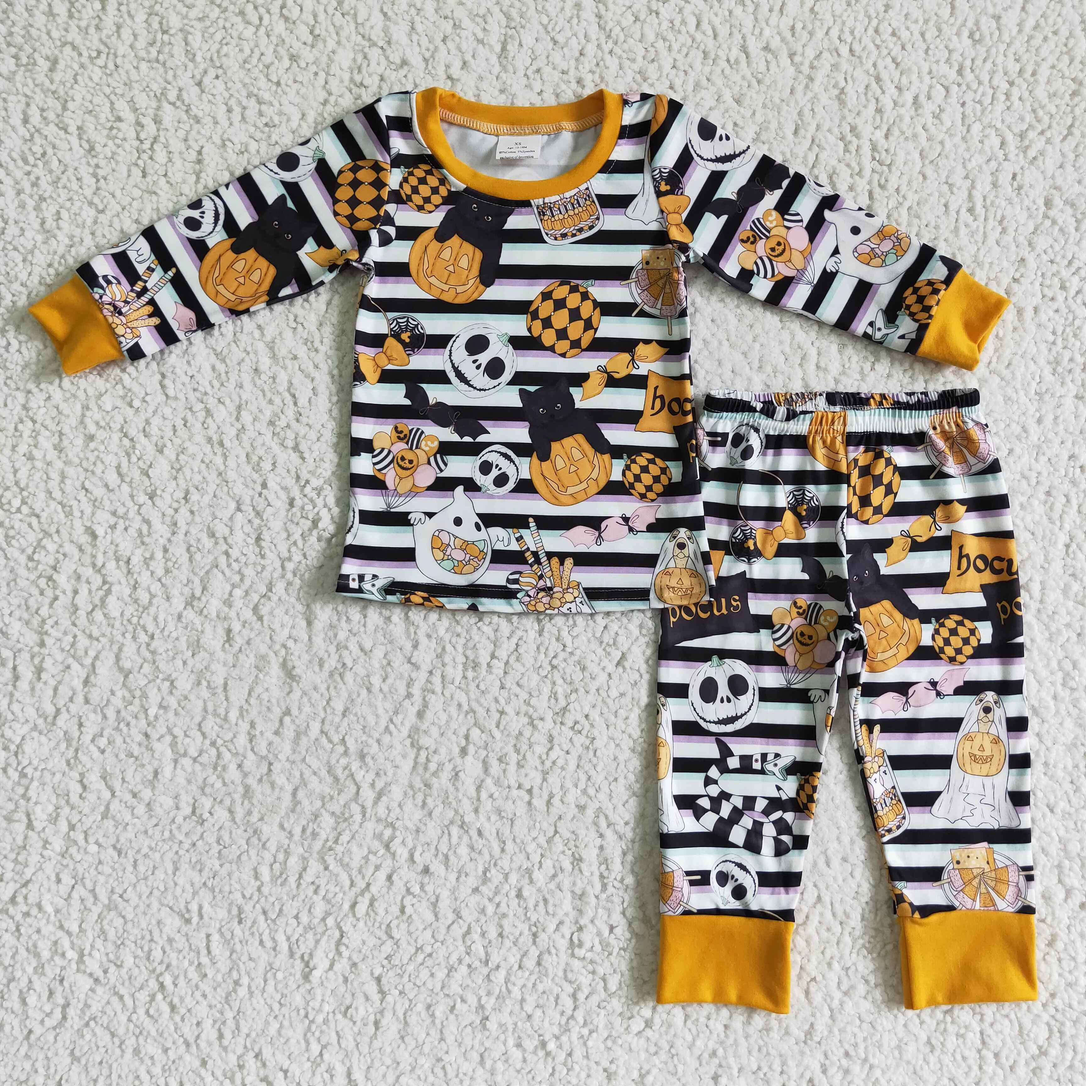 boys Halloween pumpkin pajamas set BLP0088