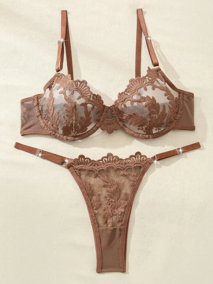 Brown Sheer Lingerie Set