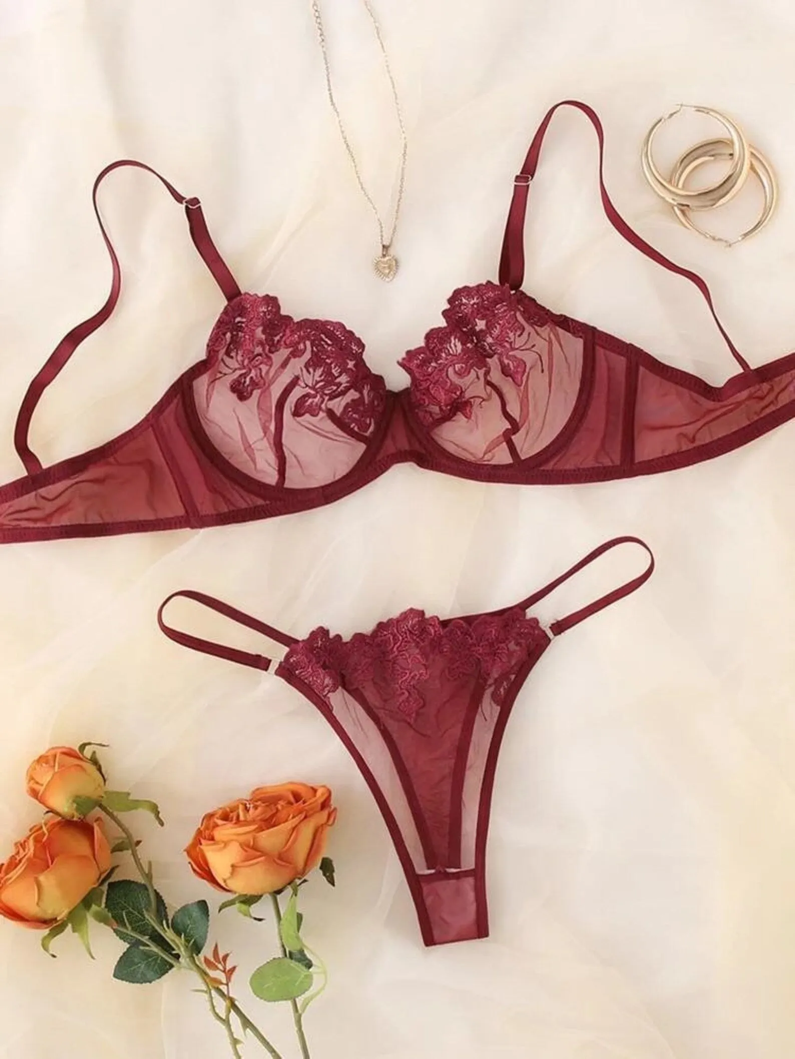 Burgundy Lingerie Set