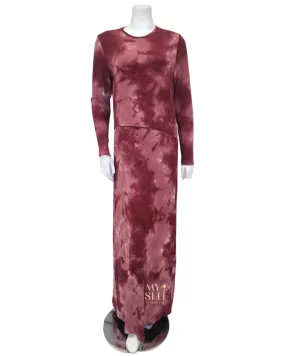 C-6522 Burgundy Tie Dye Ribbed Modal Nursing Nightgown