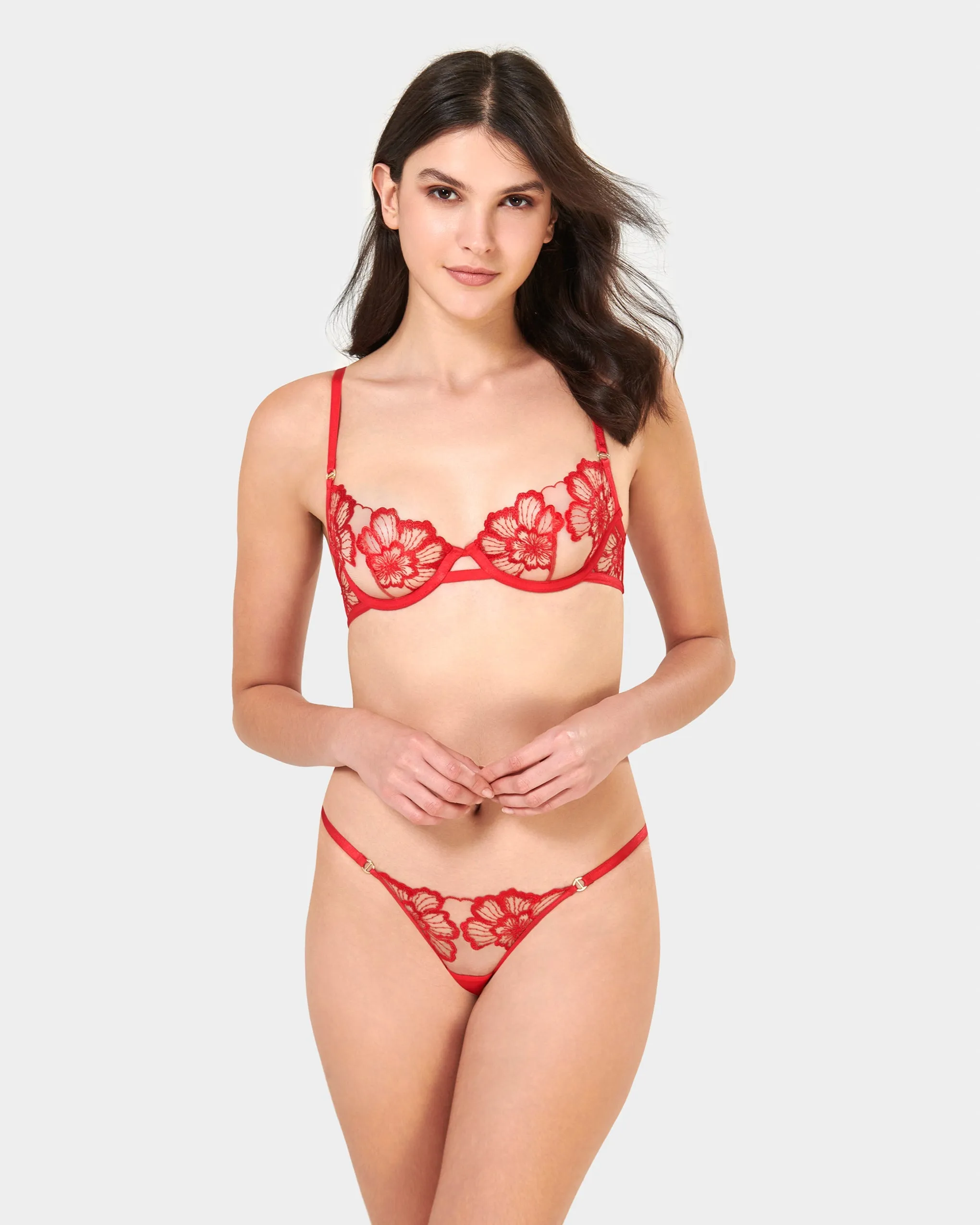 Catalina Thong Red/Sheer