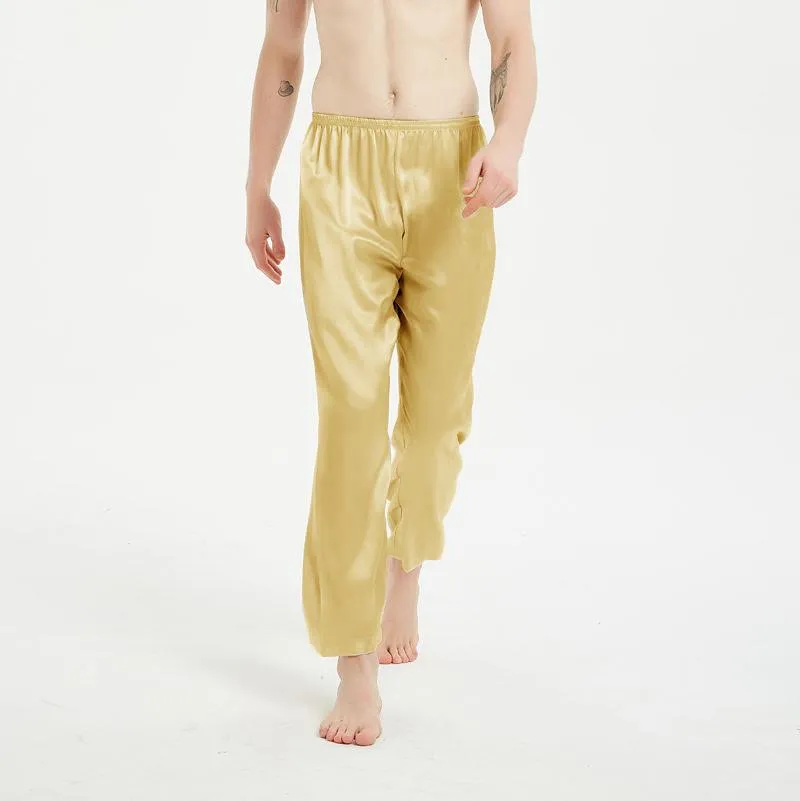 Classic 22 Momme Silk Sleepwear Pants For Men 100% Pure Silk Long Pants Nightwear