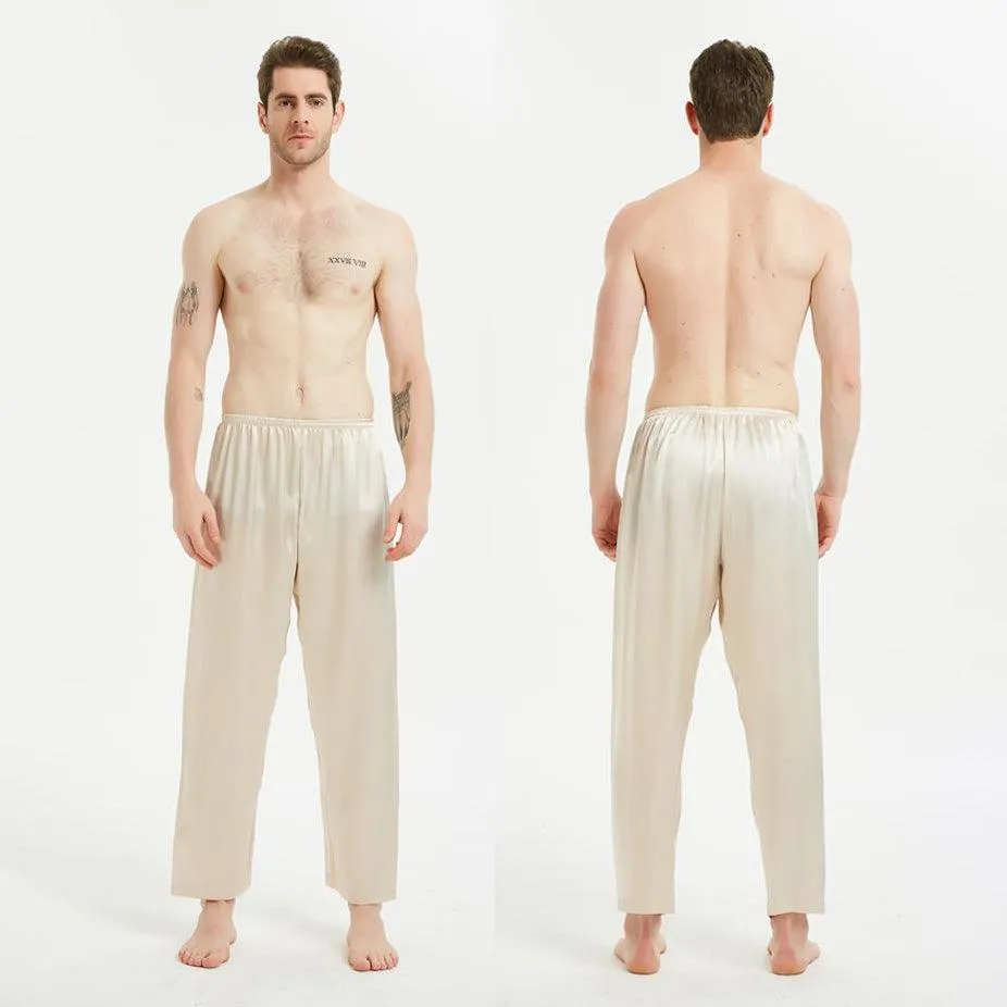 Classic 22 Momme Silk Sleepwear Pants For Men 100% Pure Silk Long Pants Nightwear