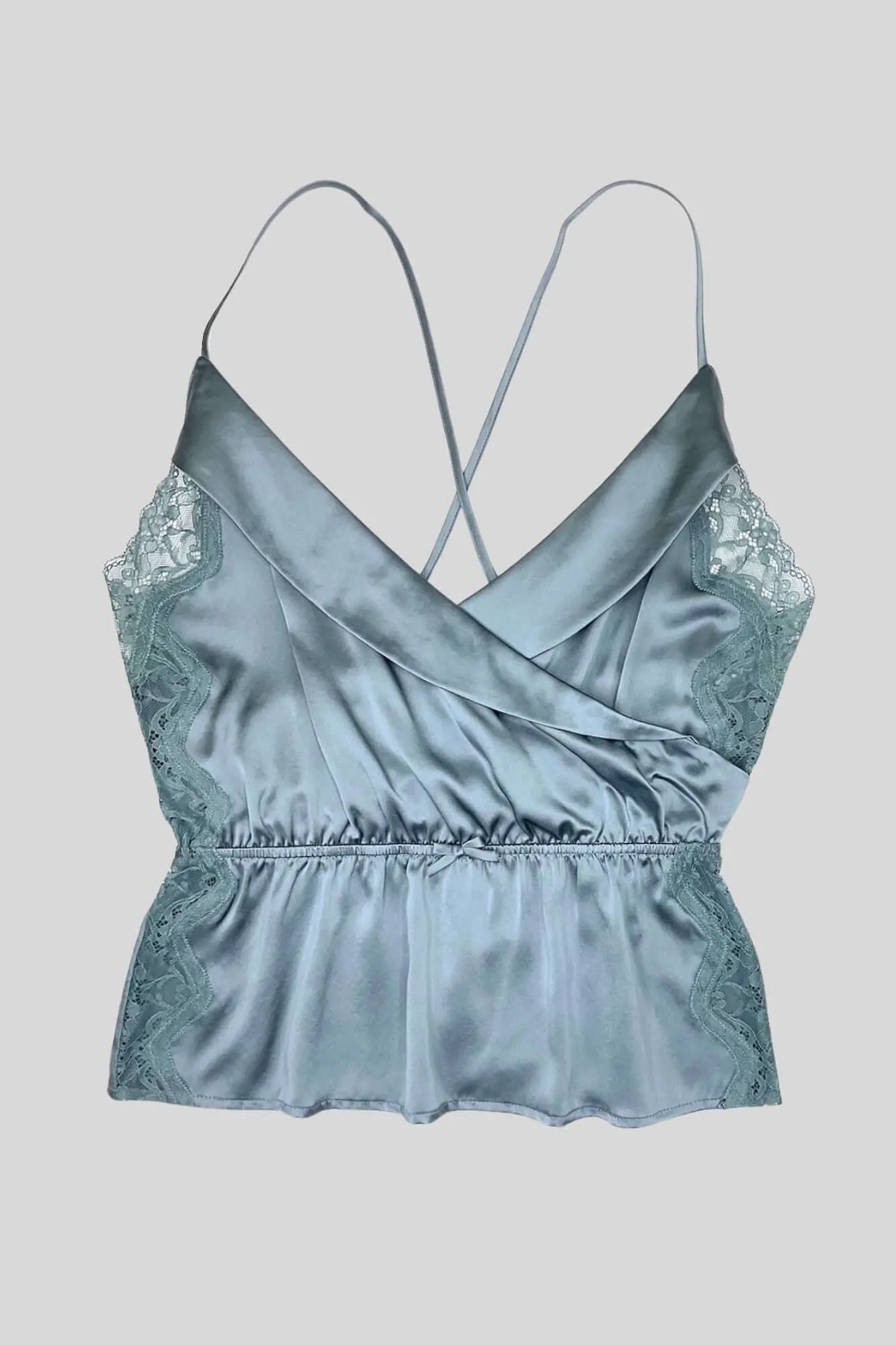 Classic Silk Tuxedo Cami/Short Set in Harbor Mist