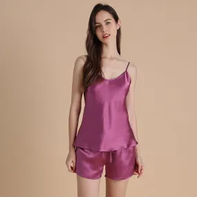 Classic V Neck 100% Pure Silk Cami Set Sexy Camisole Set Silk Sleepwear