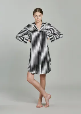 Colette Midnight Striped Silk Shirt Dress