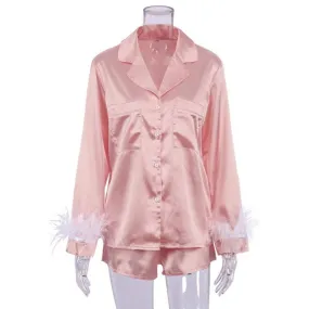 Collar Sleepwear Suits Pajamas