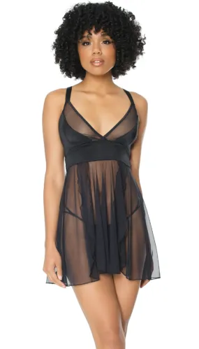 Coquette Lingerie Sexy Sheer Babydoll & G-String Set