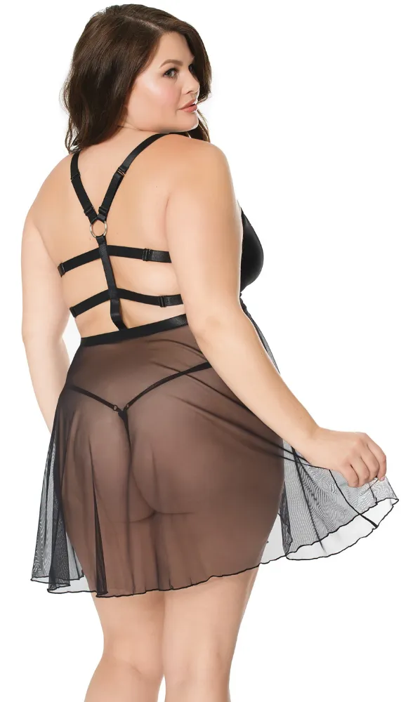 Coquette Lingerie Sexy Sheer Babydoll & G-String Set