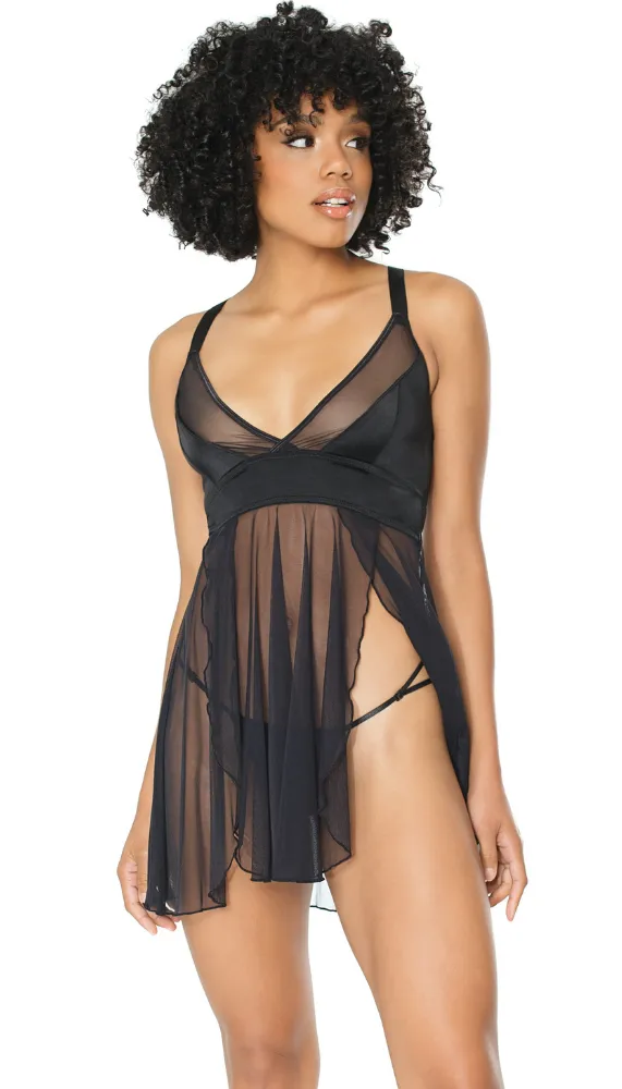 Coquette Lingerie Sexy Sheer Babydoll & G-String Set