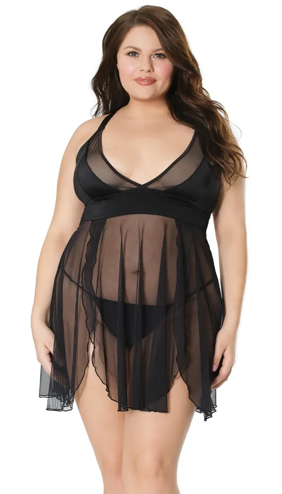 Coquette Lingerie Sexy Sheer Babydoll & G-String Set