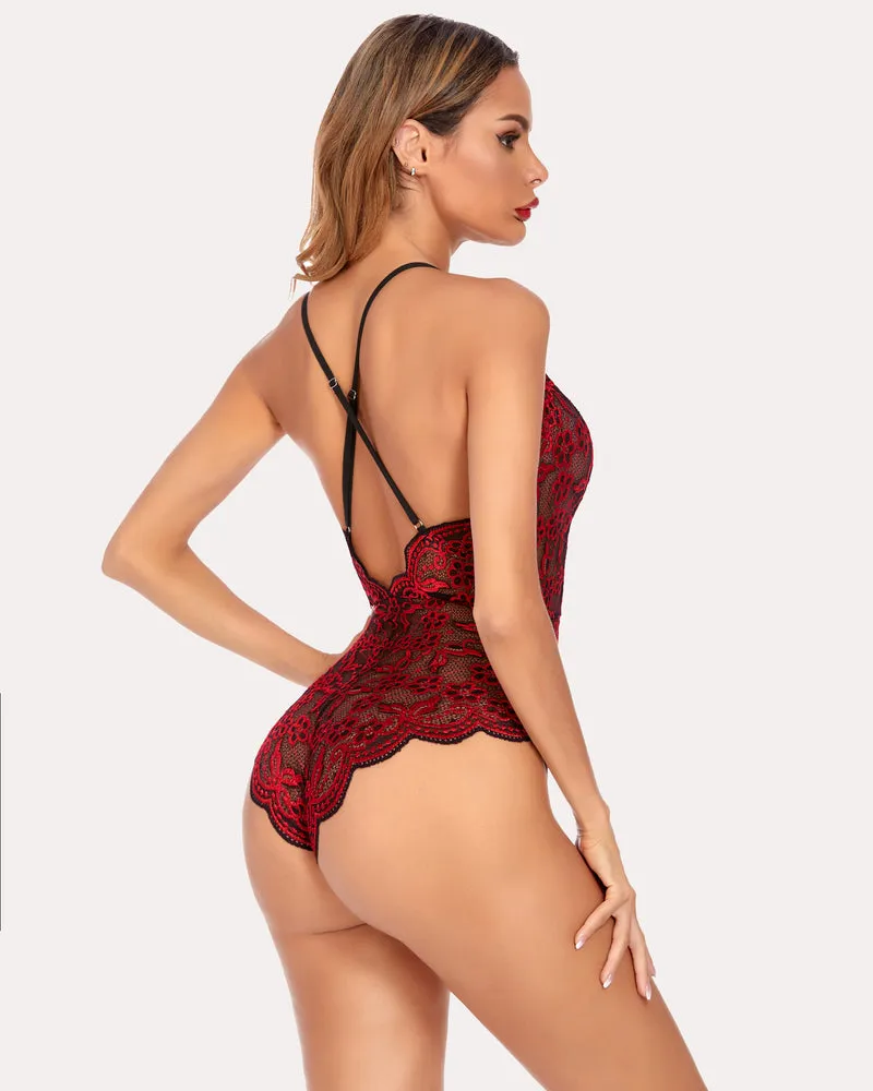 Deep V Teddy Sexy Lace Bodysuit