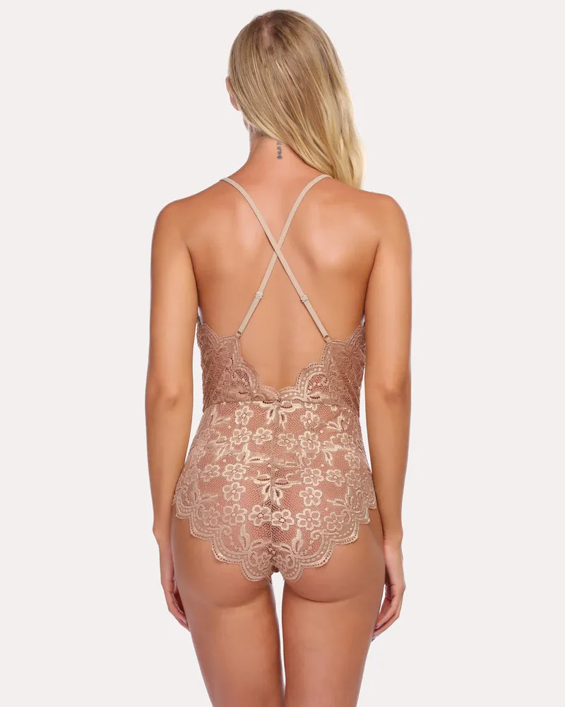 Deep V Teddy Sexy Lace Bodysuit