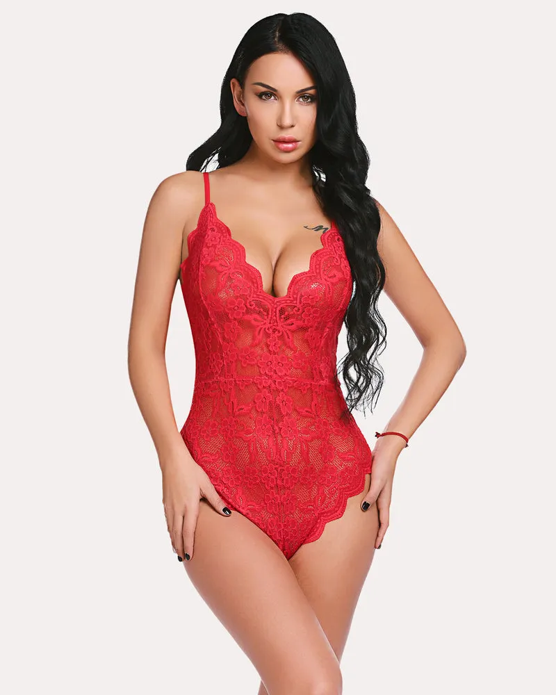 Deep V Teddy Sexy Lace Bodysuit