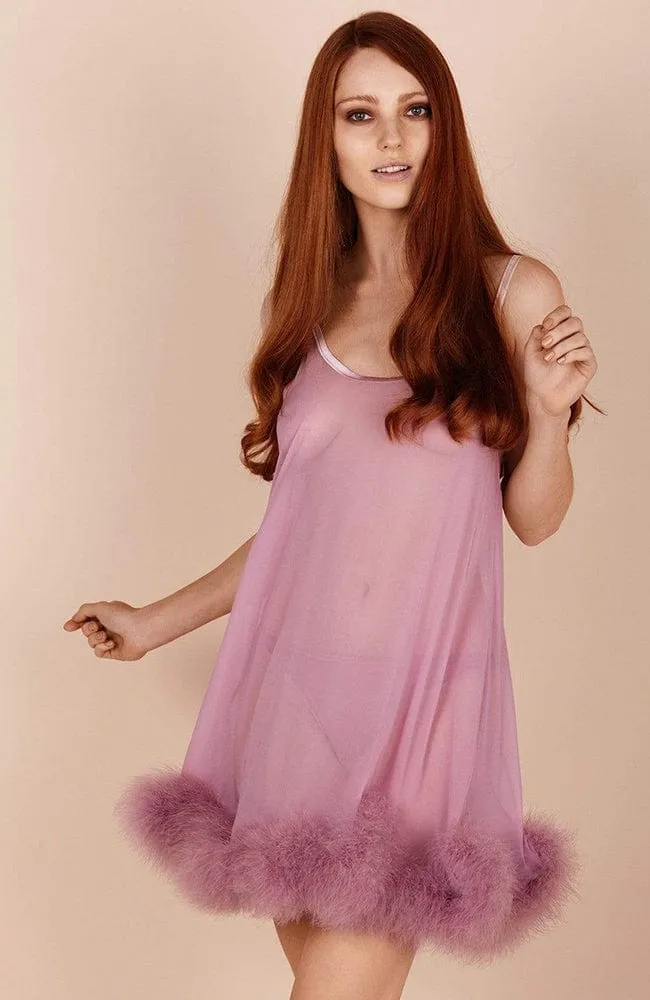 Diana Silk and Marabou Feather Babydoll