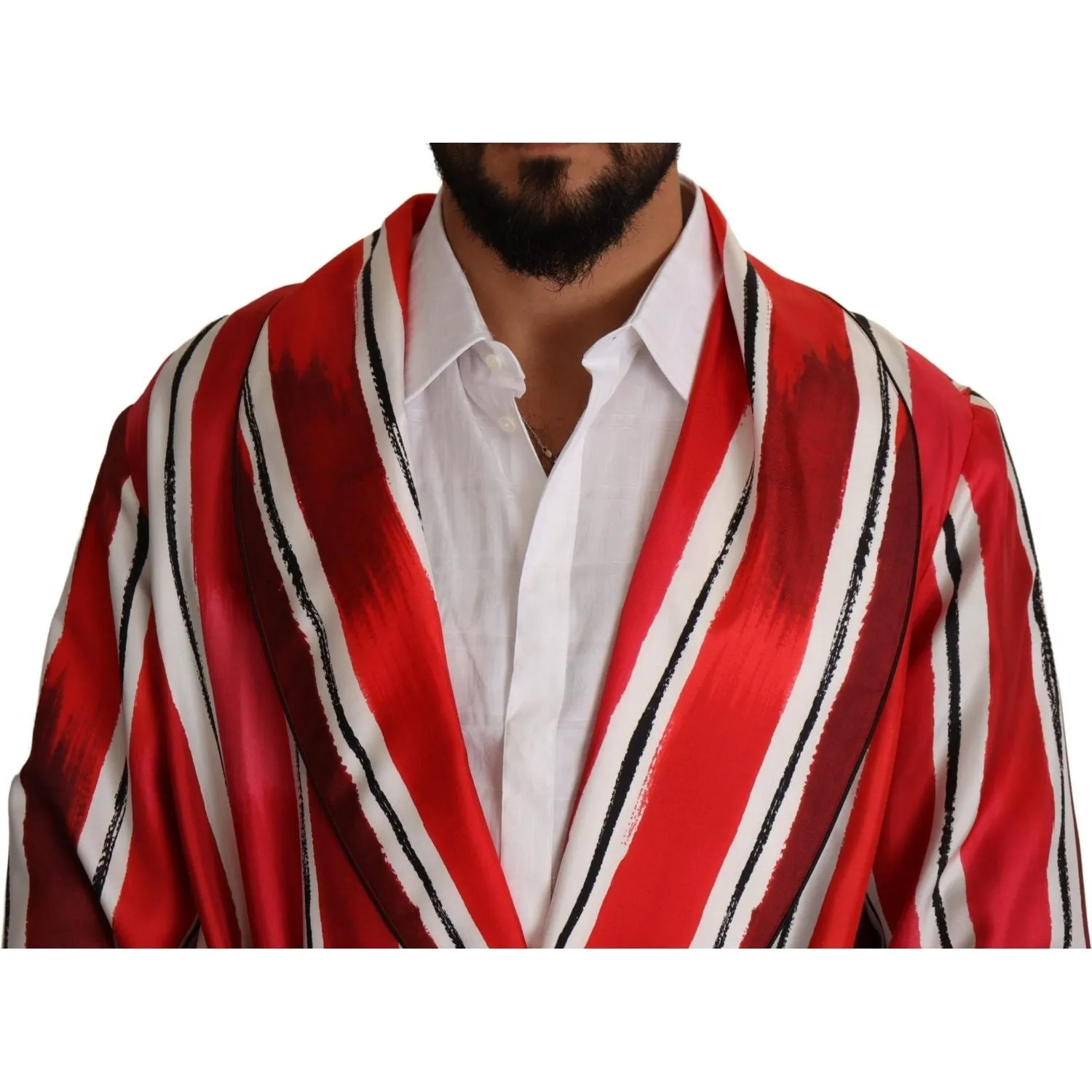 Dolce & Gabbana Chic Striped Silk Sleepwear Robe