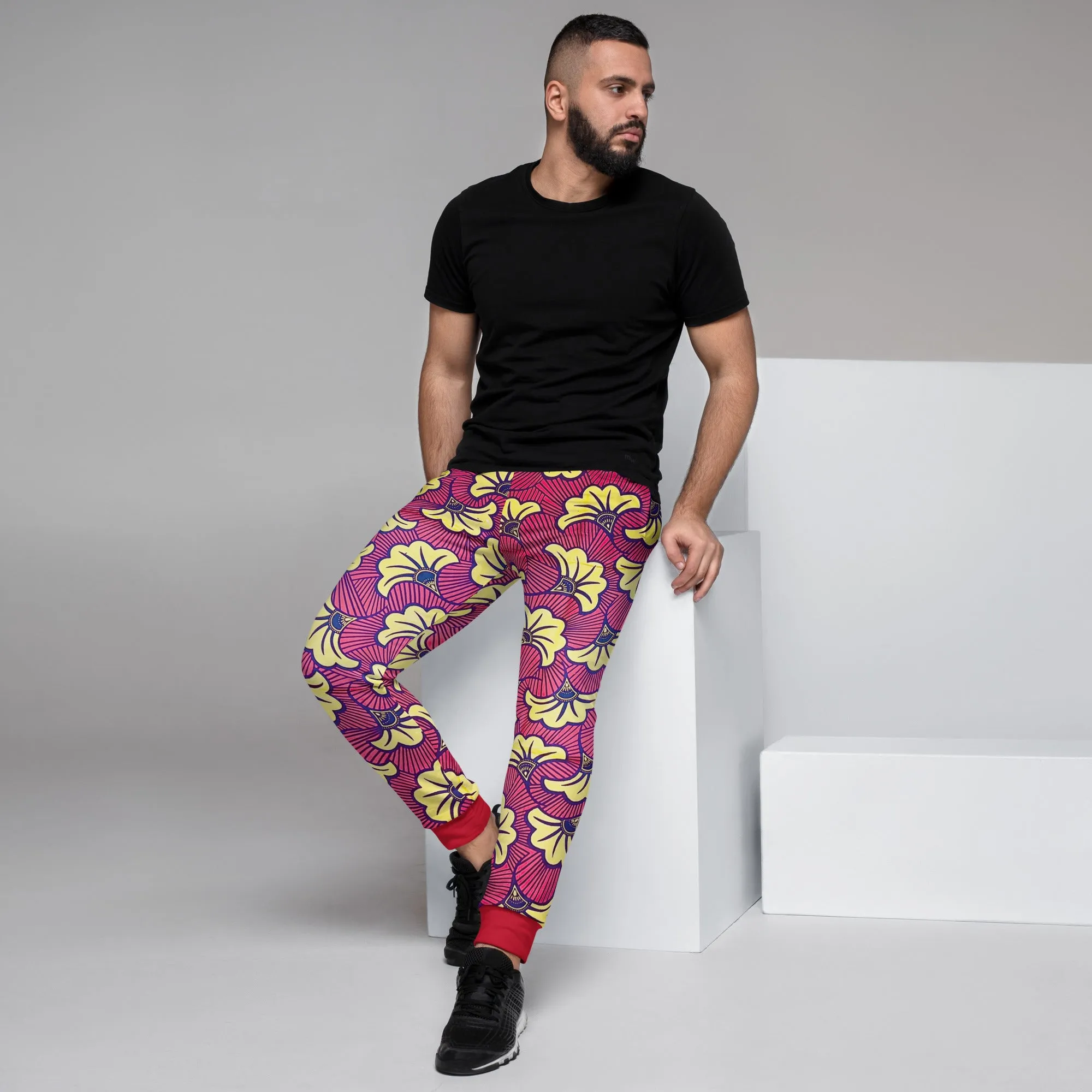 Fleur Cotton Mix Stretch Print Men's Joggers