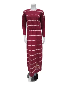 FW21N12B Berry Tie Dye Rib Sleeved Cotton Nursing Nightgown