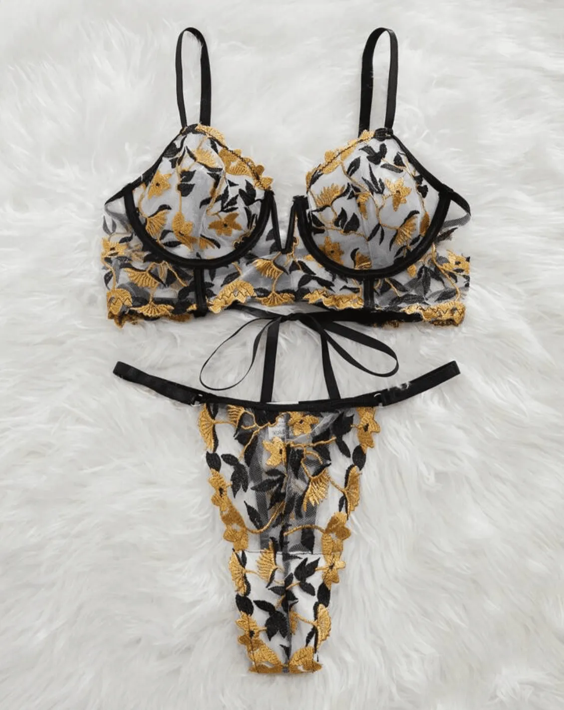 Gold Floral Lingerie Corset