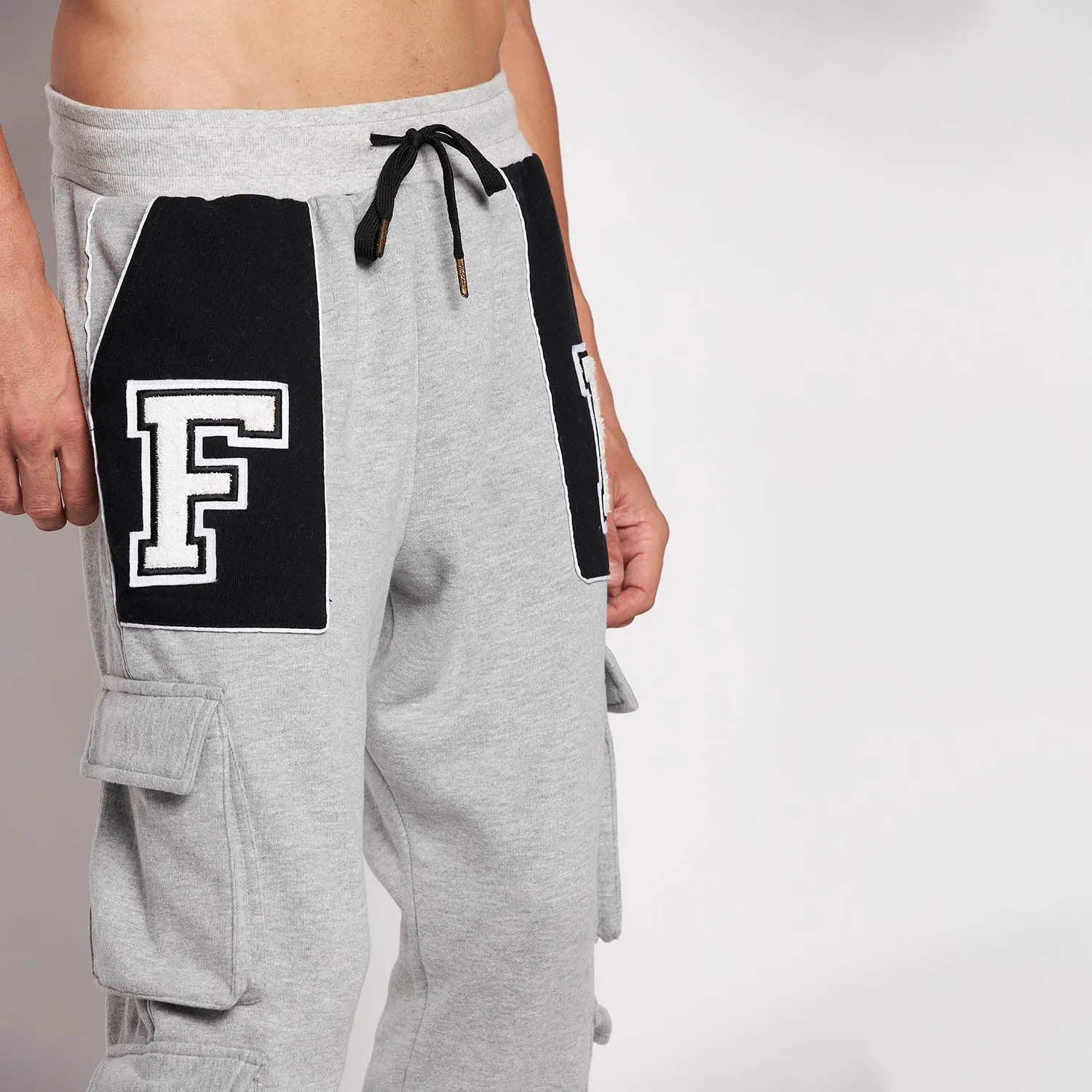 Grey Fleece Varsity Oversized Sweatshirt and Joggers Clothing Set