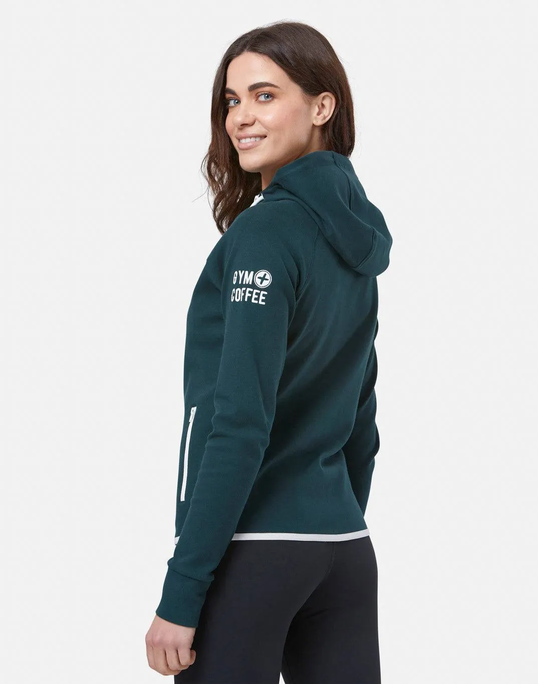 Gym Coffee Chill Zip Hoodie (Womens) - Moss Green