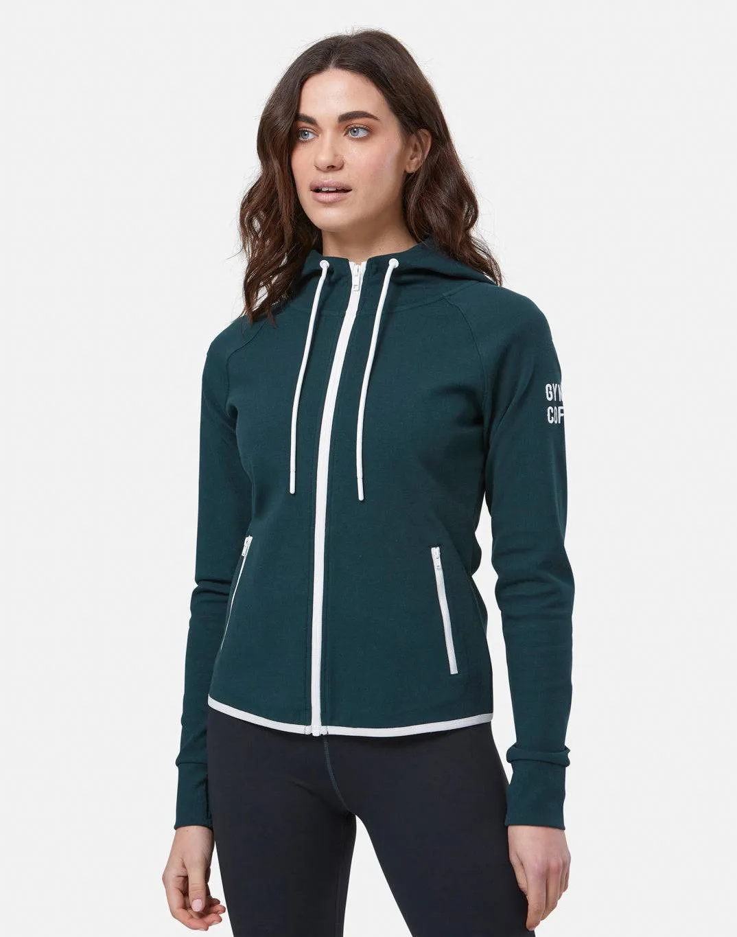 Gym Coffee Chill Zip Hoodie (Womens) - Moss Green