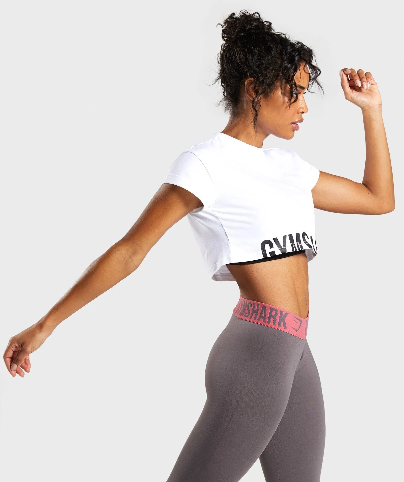 Gymshark Fraction Crop Top - White/Black