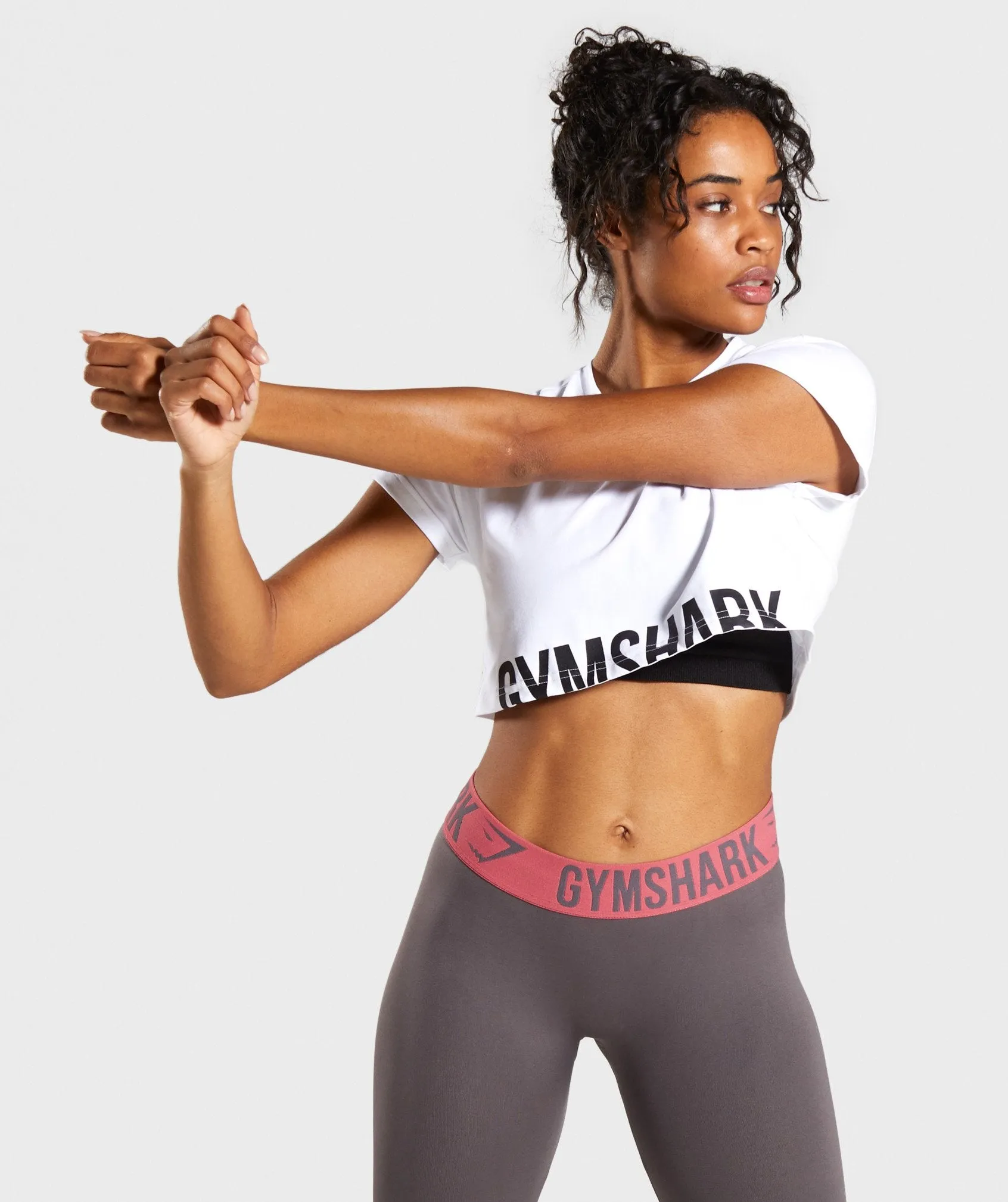 Gymshark Fraction Crop Top - White/Black