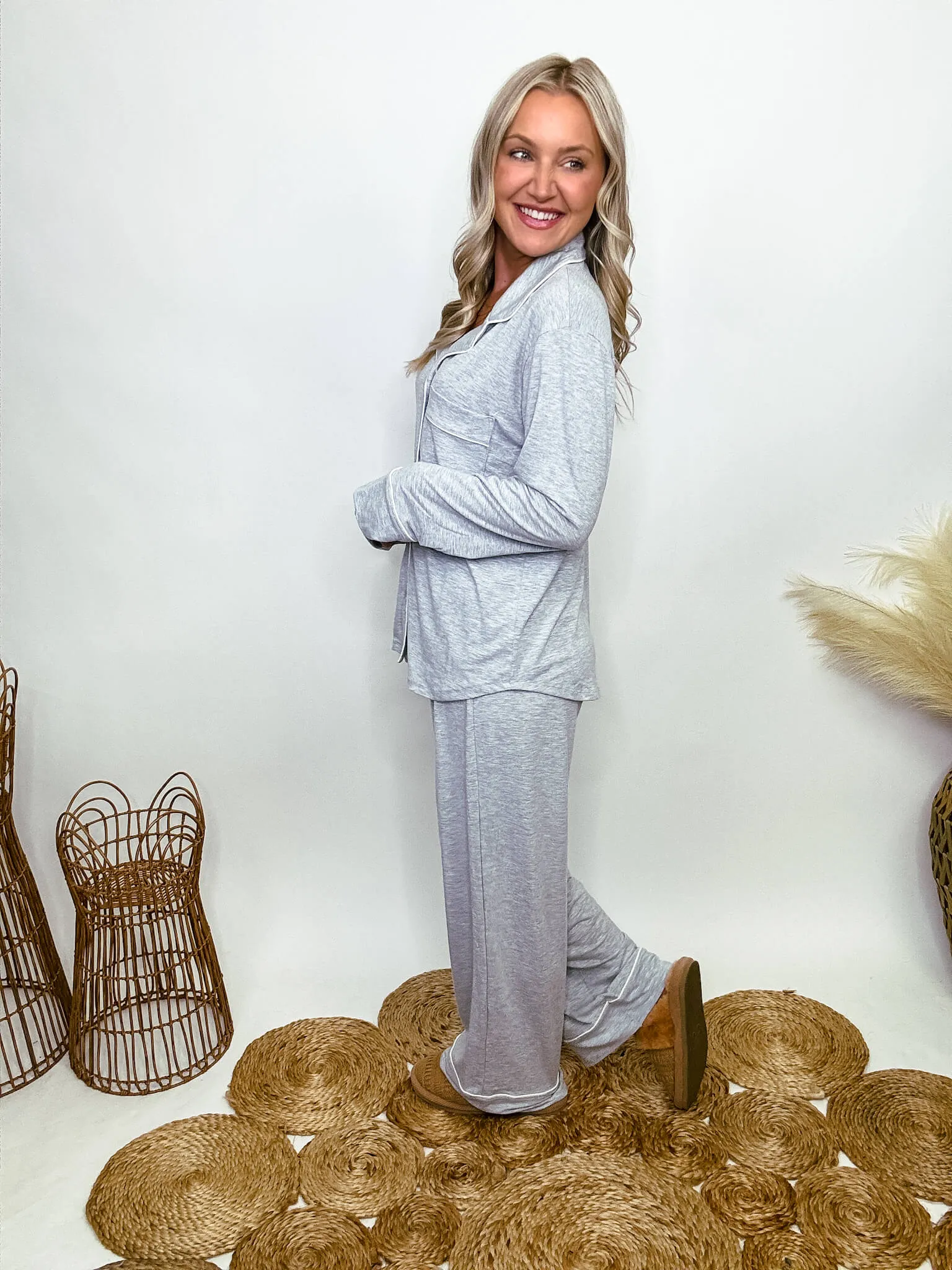 Heather Grey Two Piece Pajama Set