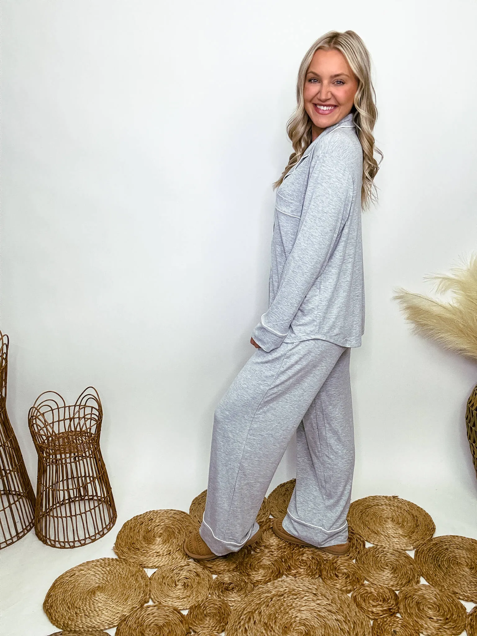 Heather Grey Two Piece Pajama Set