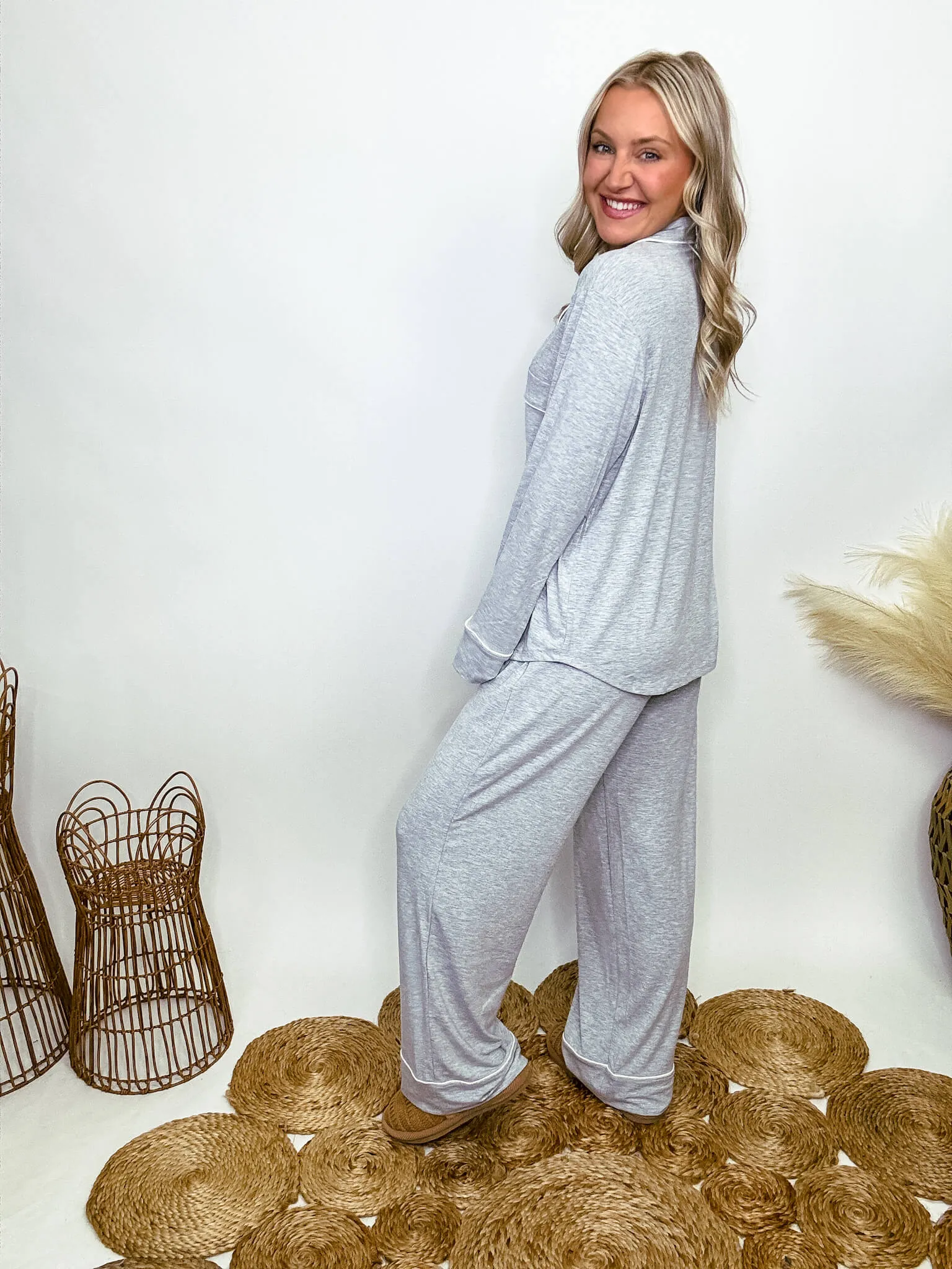 Heather Grey Two Piece Pajama Set