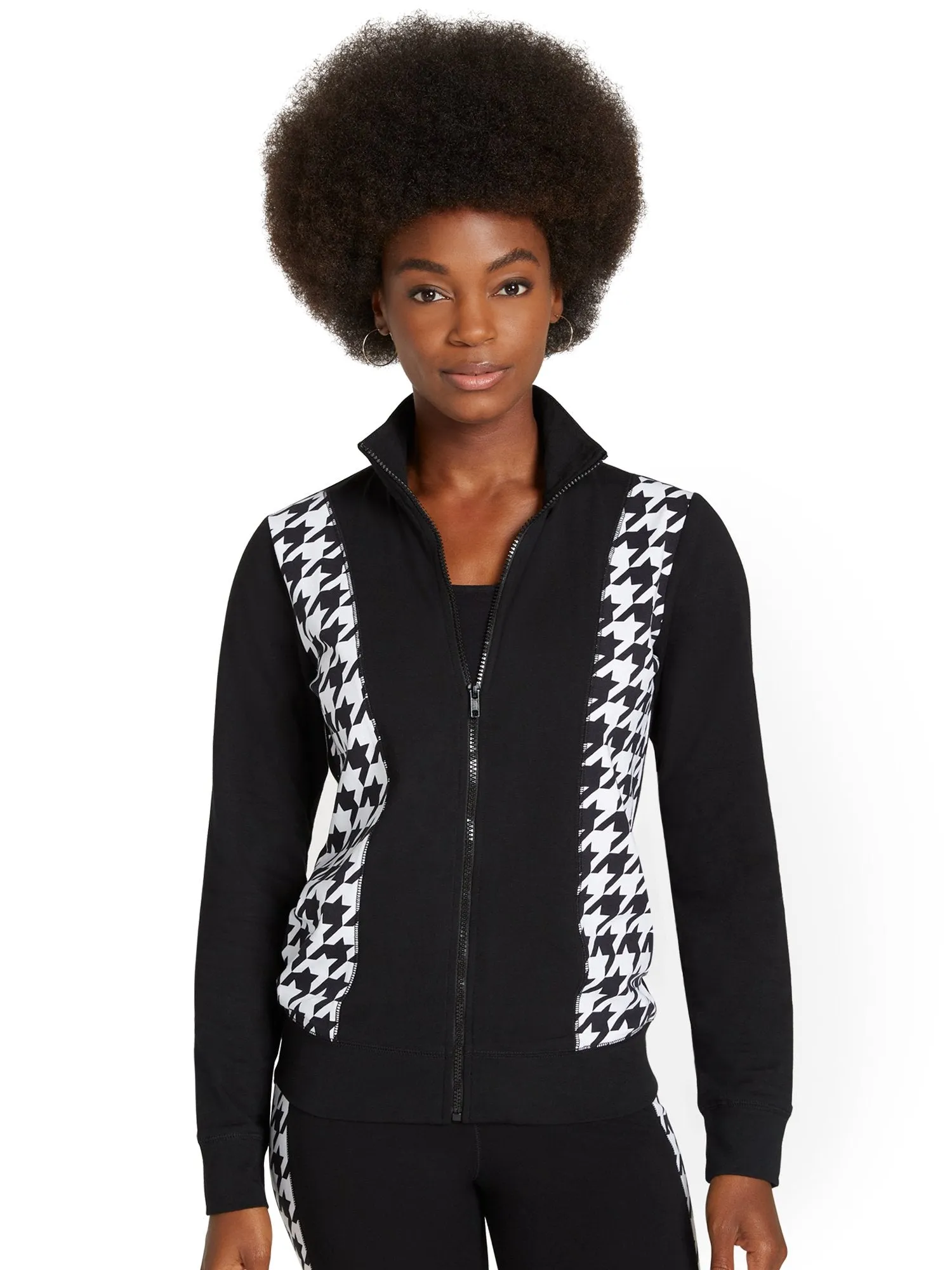 Houndstooth Zip-Front Jacket