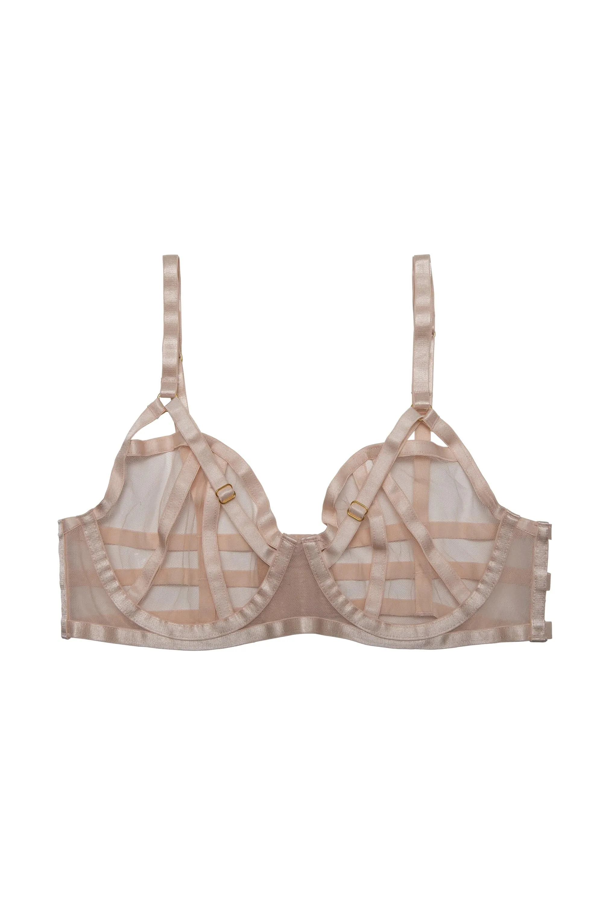 Hustler Arielle Peach Mesh Bra with Open Strap Back