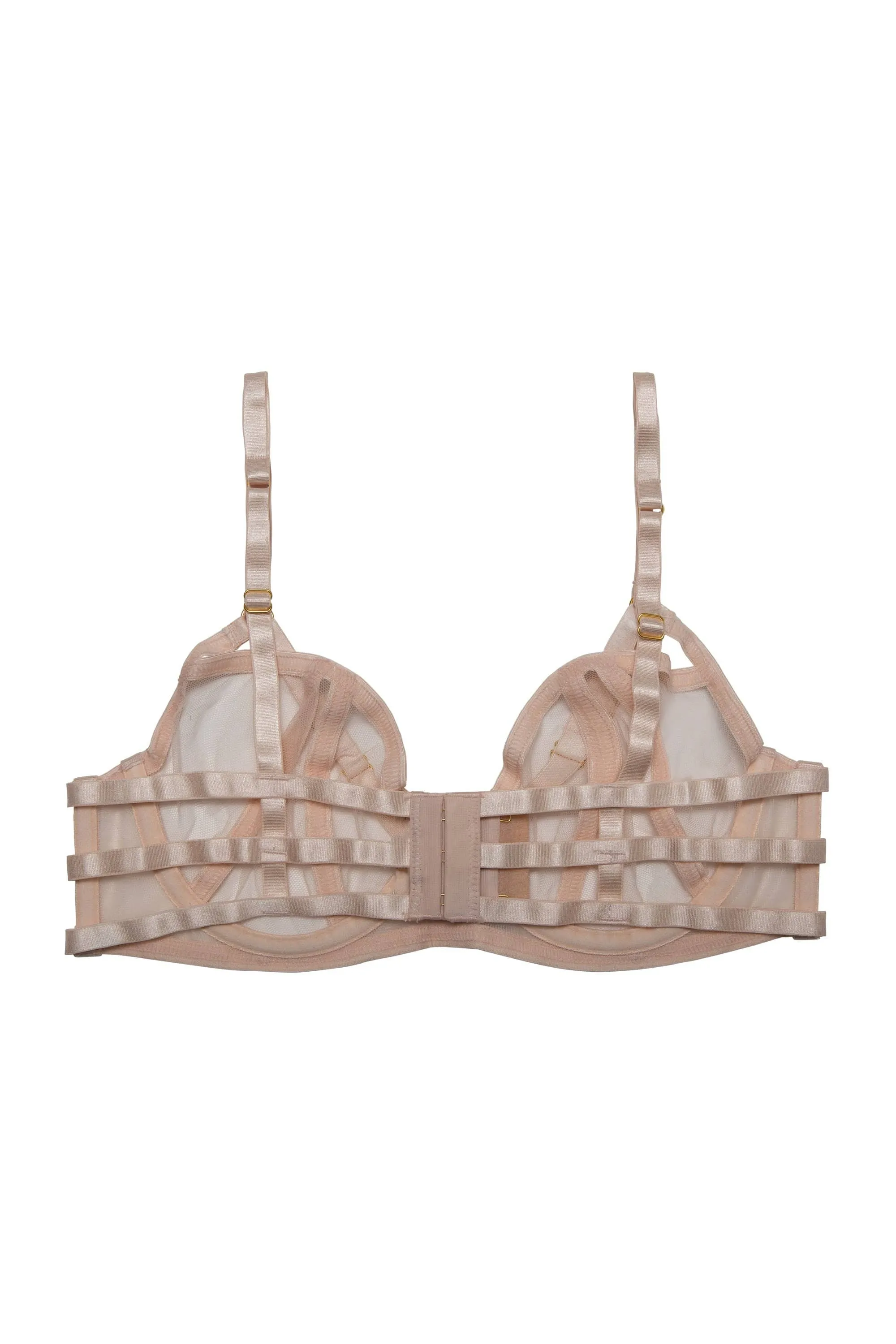 Hustler Arielle Peach Mesh Bra with Open Strap Back