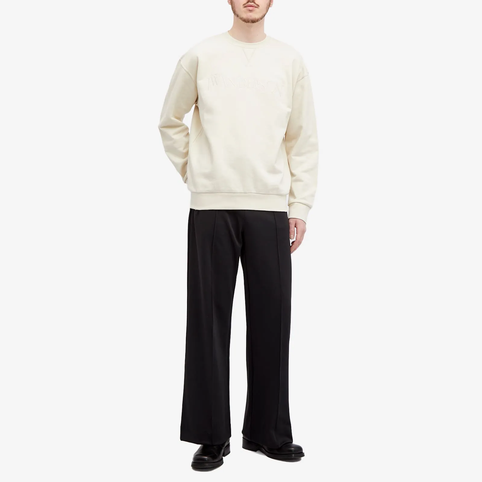 Jw Anderson Logo Embroidery Sweatshirt, beige