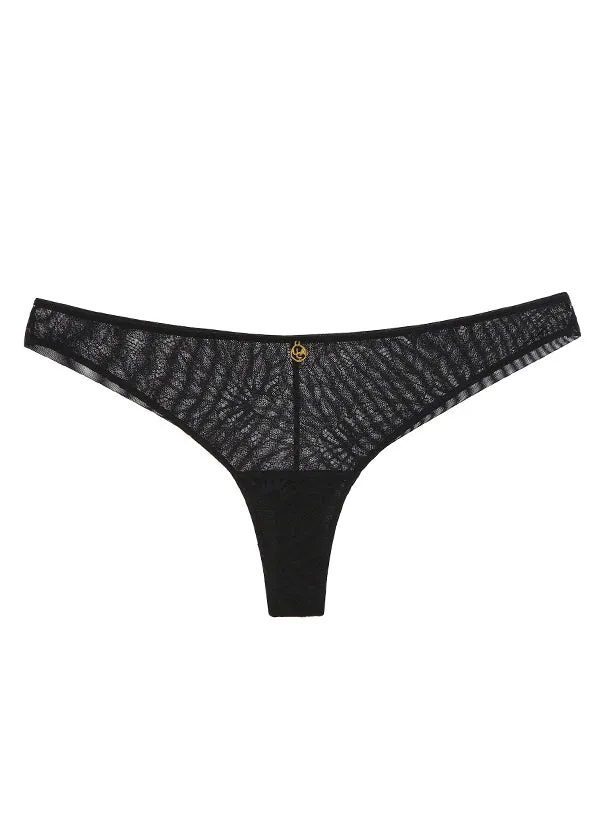 KAYLA Low Rise Lace Black Tanga Panties