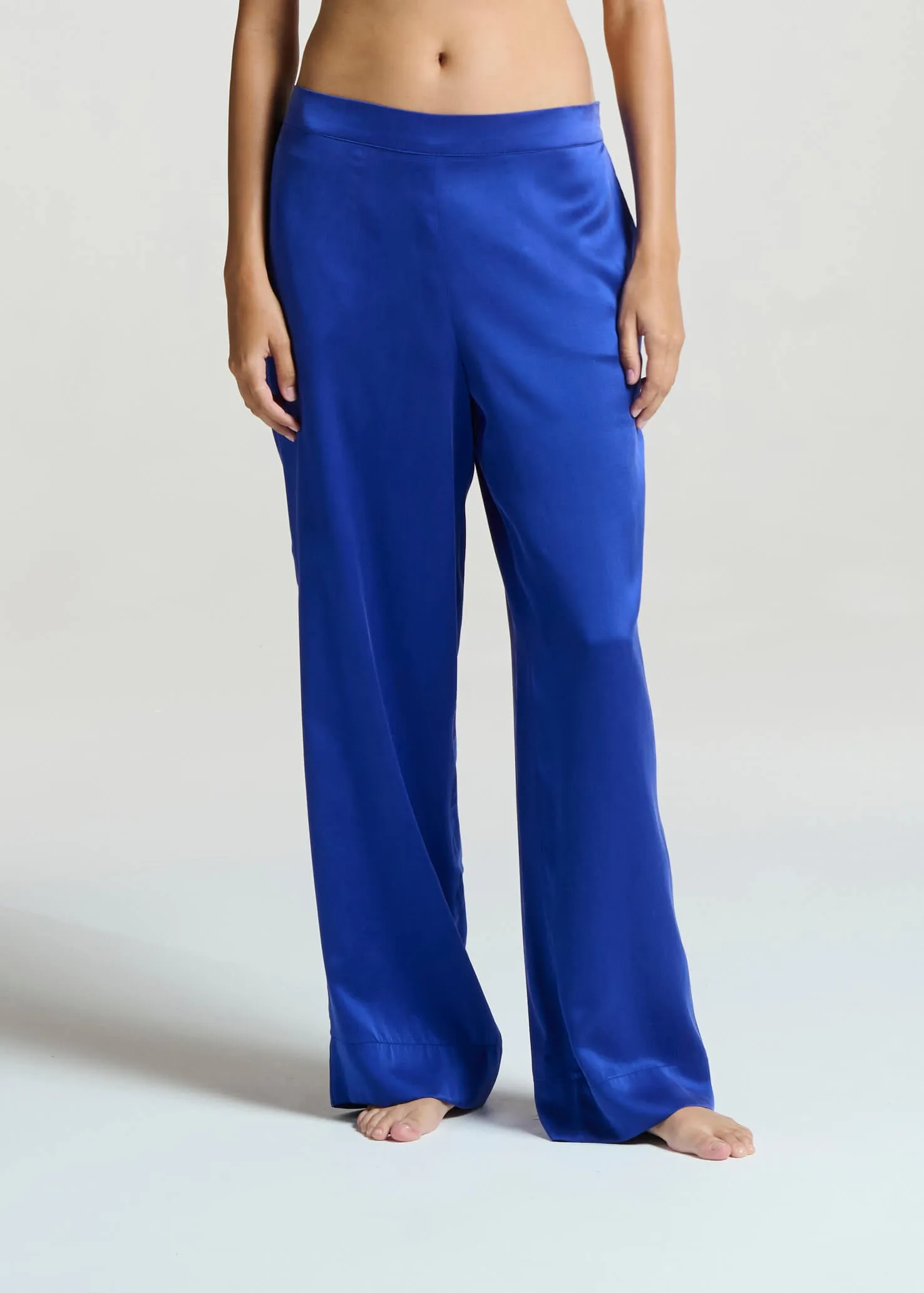 London Pyjama Bottom Electric Blue Silk Charmeuse