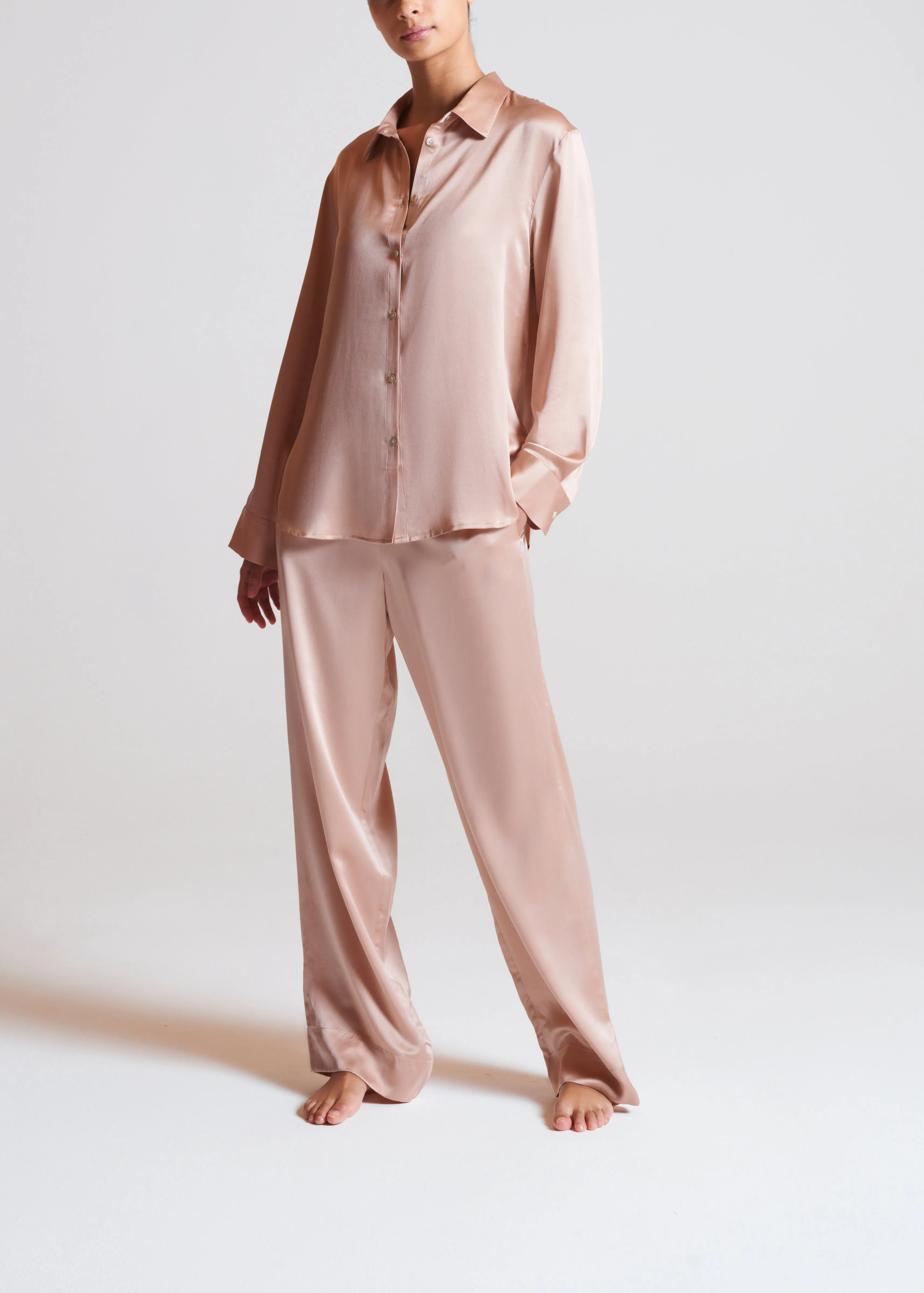 London Pyjama Bottom Pale Blush Silk