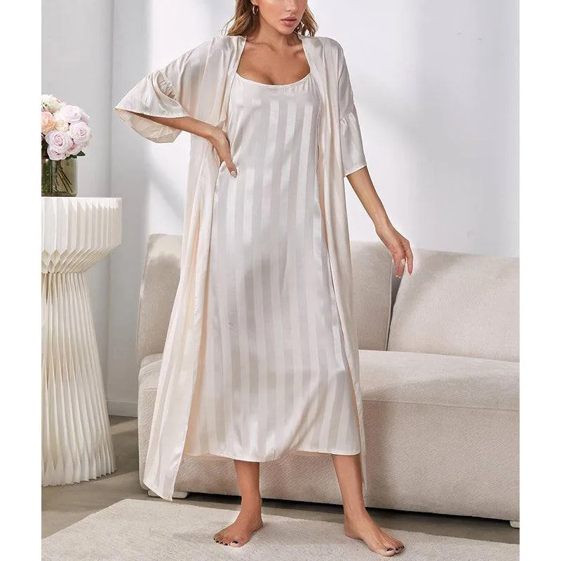 Long-sleeved Suspender two-piece Nightgown Loungewear