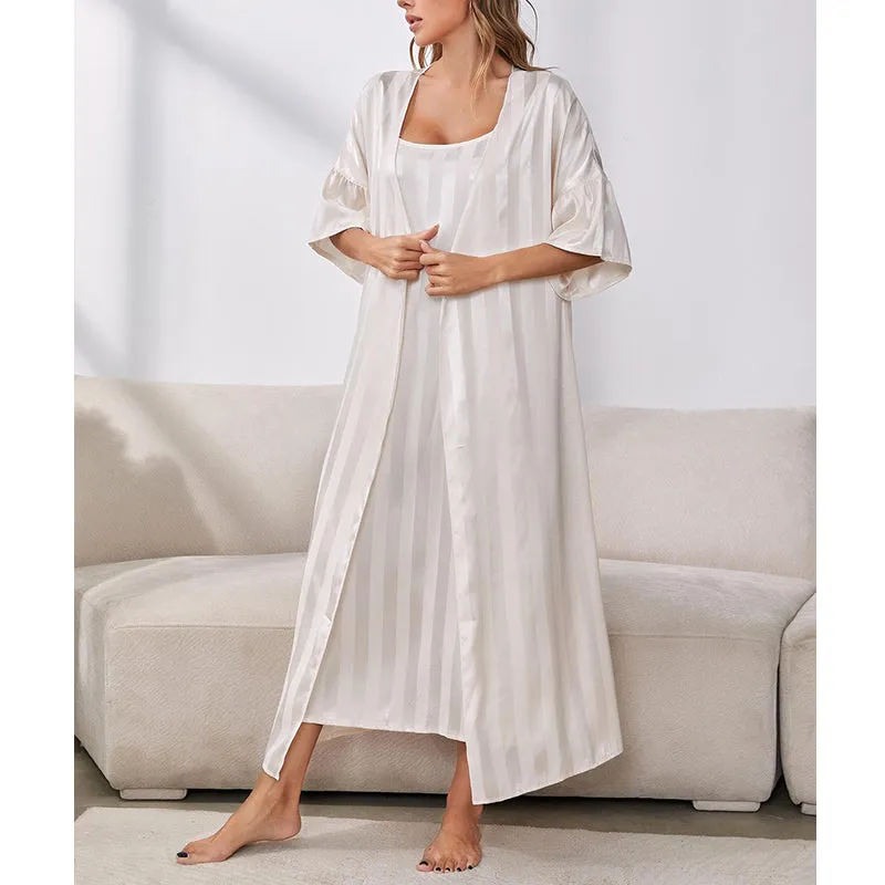 Long-sleeved Suspender two-piece Nightgown Loungewear