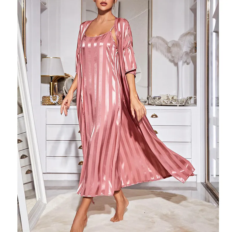 Long-sleeved Suspender two-piece Nightgown Loungewear