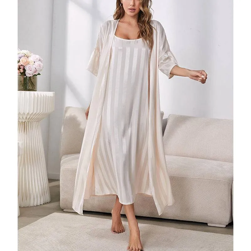 Long-sleeved Suspender two-piece Nightgown Loungewear