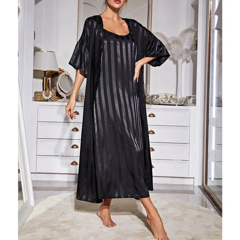 Long-sleeved Suspender two-piece Nightgown Loungewear