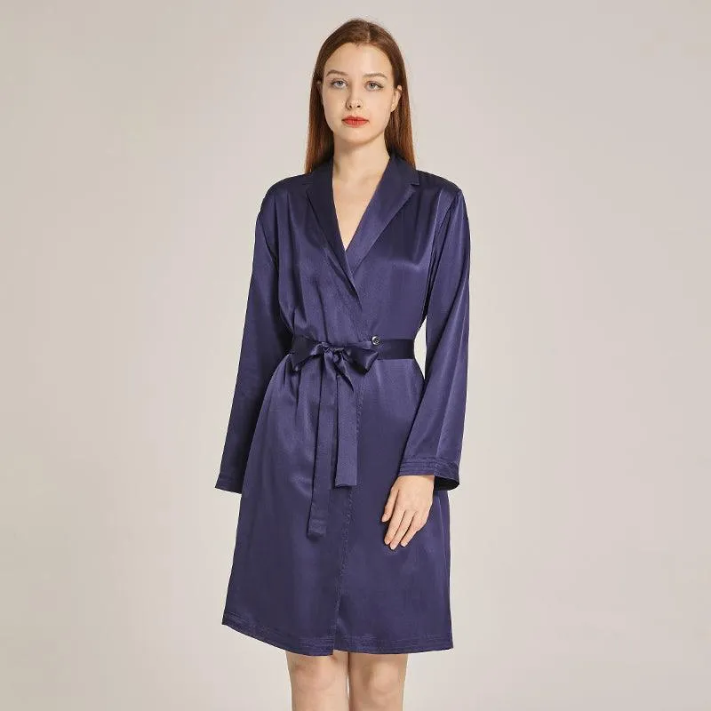 Long Sleeves Elegant Silk Robe For Women 100% Mulberry Silk Bathrobe Silk Nightwear Gifts